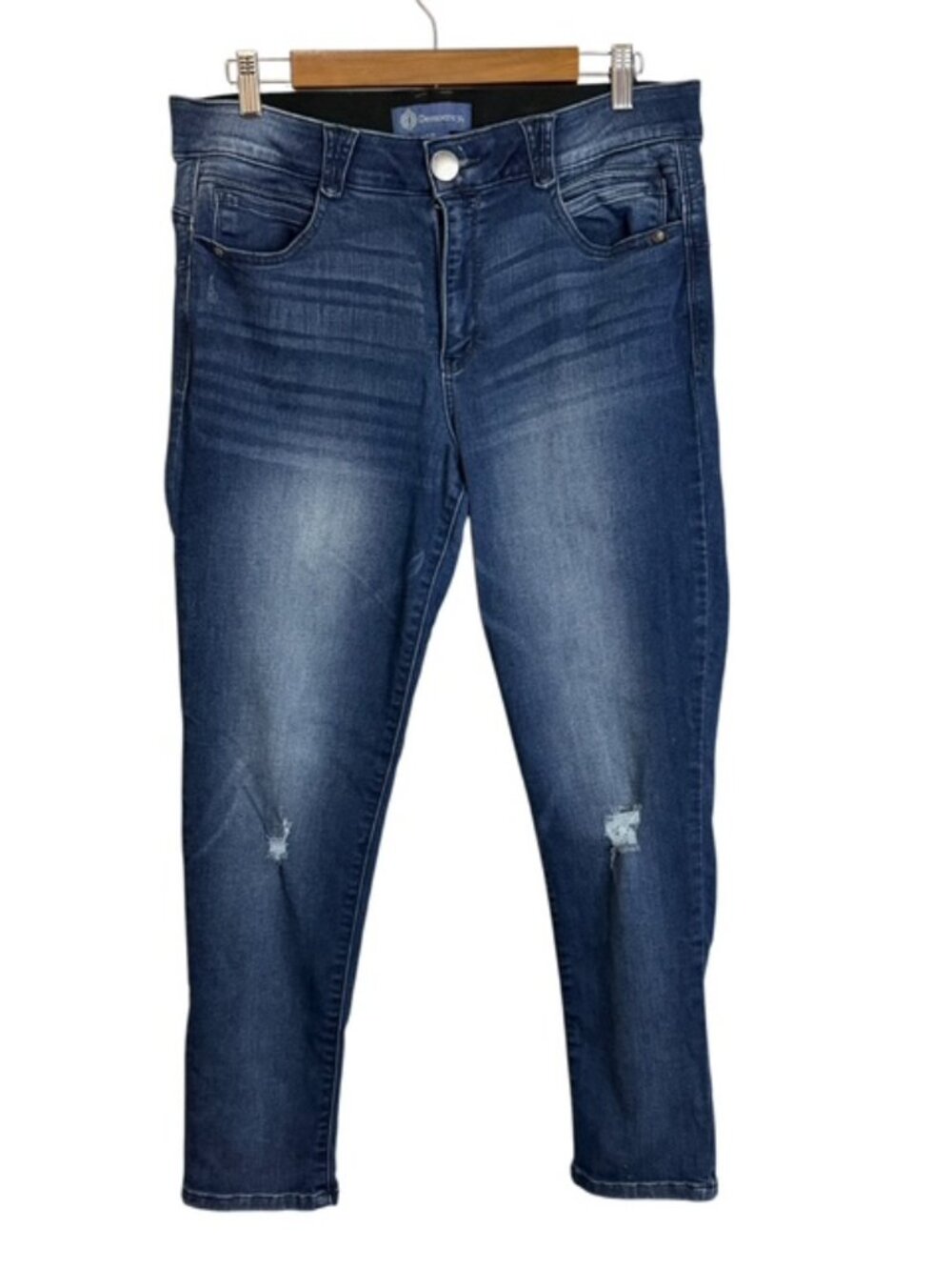 Democracy Jeans Women's 12 Absolution Skinny Distressed Denim‎ Stretch Blue